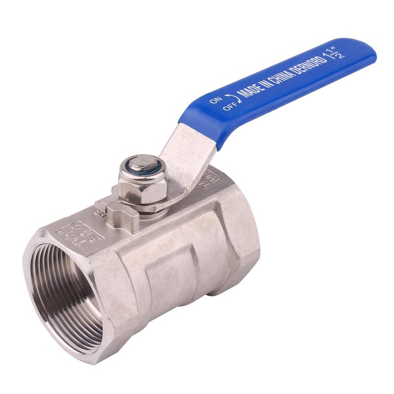 DERNORD Stainless Steel Ball Valve 1PC Type NPT Standard Port for Water, Oil, and Gas (1.5 Inch Ball Valve) - Image 1